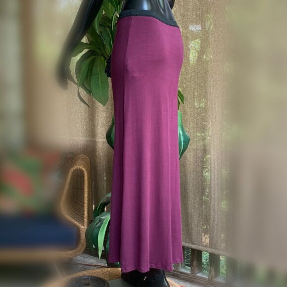 Free People Burgundy Side Slit Maxi Skirt - Picture 2 of 12